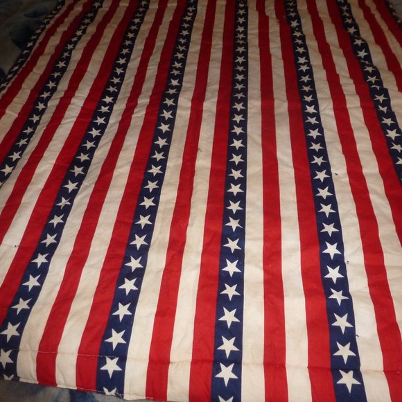 Holiday Special -HANDMADE Patriotic Reversible Baby Blanket Sz 43"x 38" - Picture 4 of 8